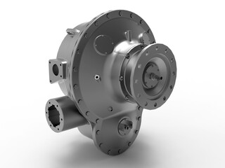 3D rendering - isolated gear reducer housing