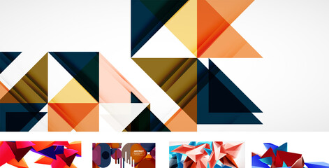 Set of trendy futuristic geometric abstract backgrounds