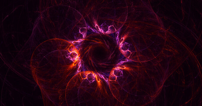 Fototapeta 3D rendering abstract multicolor fractal light background 