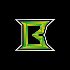 Initial design of the Letter B gaming logo in color green © ars
