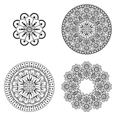 Doodle monochrome lace mandala pattern. Emblem luxury beauty spa, cosmetics, jewelry, hotel, restaurant. Wedding elegant outline frame. Vector floral luxury curve logo design. Round gold ornate frame.