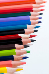 colored wooden pencils with a different color lead for drawing