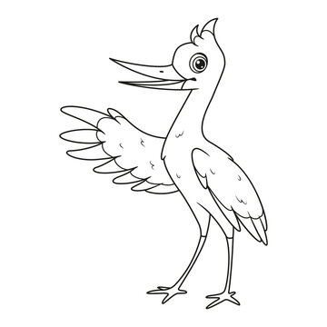 recommend clip art: Cartoon stork coloring page. Black and white cartoon illustration