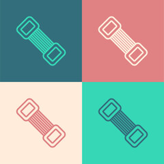Pop art line Chest expander icon isolated on color background. Vector