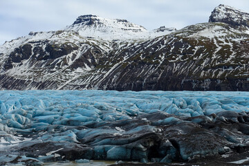 svínafellsjökull, icelandic glacier, iceland, nordic island, north atlantic, blue, mountain,...
