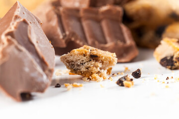 broken wheat flour cookies and large pieces of sweet chocolate