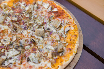 A delicious hot Italian pizza