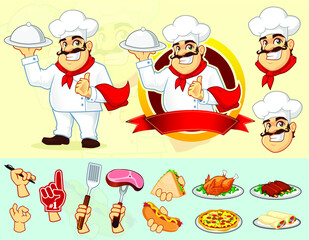 chef mascot logo cartoon in vector