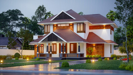 3d illustration of a newly built luxury home