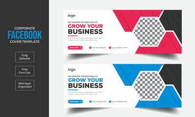 Modern abstract flat corporate business webinar facebook cover banner template design, social media post timeline cover web banner template design for social network. 
