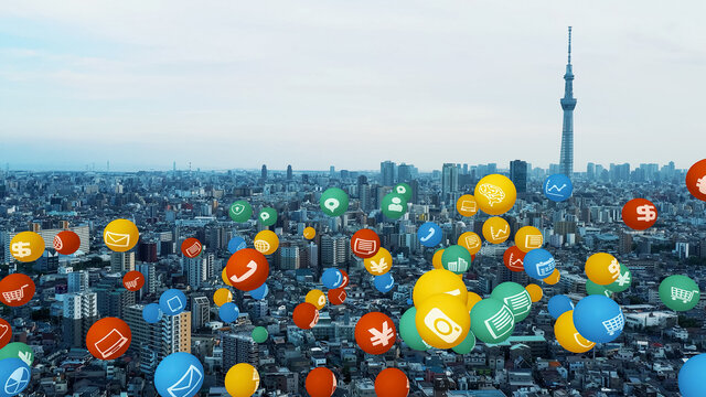 都市とテクノロジー　スマートシティー  - Powered by Adobe