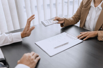 Corruption concept, Business people making a contract with giving a bribery of money. .