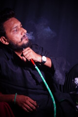 handsome men , Handsome young man , smoking man image , black .