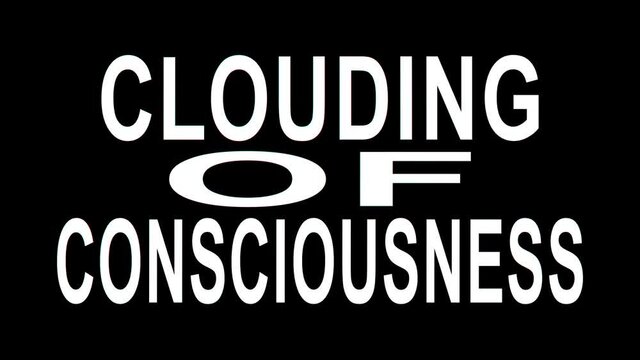 Clouding Of Consciousness. Inscription appears. Stretching effect, glitch. Transparent Alpha channel. Clouding Of Consciousness Psychological syndrome for medicine, psychology research, diagnosis. 4K