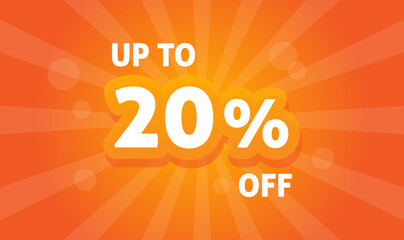 Up to 20% OFF price discount. Promotion offer advertising for store during big sale. Vector illustration.