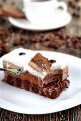 multi-layer cake for dessert , close up