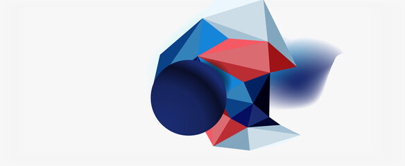 Trendy 3d geometric composition, design template for business or technology presentation, internet poster or web brochure cover