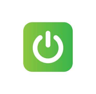 Power, Turn on switch, green start button icon vector illustration. 