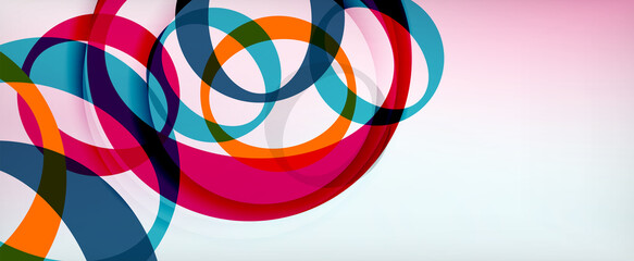 Ring geometric shapes, o letter repetition wallpaper. Abstract background for business or technology presentations, internet posters or web brochure covers