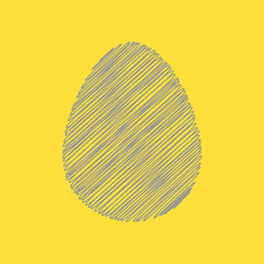 One gray scribble Vector Easter egg isolated on a yellow background