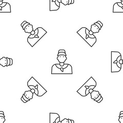 Grey line Baseball coach icon isolated seamless pattern on white background. Vector