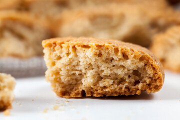 broken cookies baked with oatmeal and wheat flour