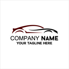 Realistic car logo with red and black color combination