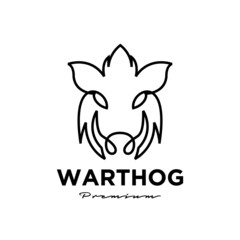 warthog simple line vector logo illustration design