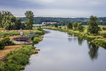 Fototapeta na wymiar View on the Notec River in Czarnkow town, Wielkopolska region, Poland