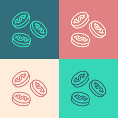 Pop art line Coin money with dollar symbol icon isolated on color background. Banking currency sign. Cash symbol. Vector