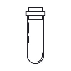 Line medical healthcare art icon flask, tube. Professional equipment symbol. Science, pharmacy, medic, chemistry background emblem element. Laboratory glass. Vector medical outline illustration.