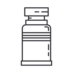Line medical healthcare art icon flask, tube. Professional equipment symbol. Science, pharmacy, medic, chemistry background emblem element. Laboratory glass. Vector medical outline illustration.