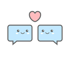 Speech bubble chat communication dialogue character cartoon love icon logo vector illustration.