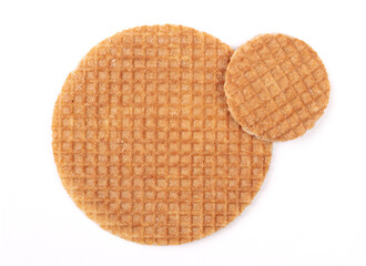 Dutch Caramel waffles, small and big, round stroopwafel