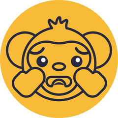 Monkey Emoji Icons. Vector Illustrations.