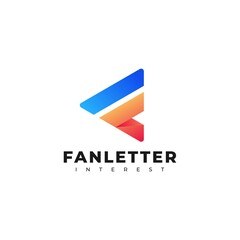 Vector Logo Illustration Fan Letter Gradient Colorful Style.