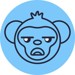 Monkey Emoji Icons. Vector Illustrations.