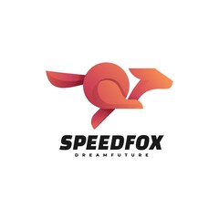Vector Logo Illustration Speed Fox Gradient Colorful Style.