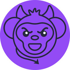 Monkey Emoji Icons. Vector Illustrations.