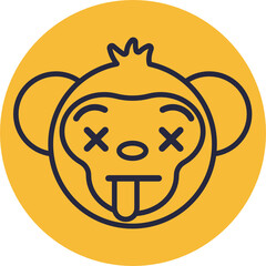 Monkey Emoji Icons. Vector Illustrations.