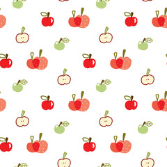 Seamless Pattern with Apple Illustration Design on White Background