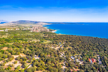 Panoramic view of the island of Pag, Adriatic sea, Croatia