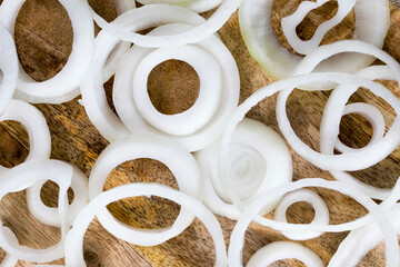 sliced for cooking fresh natural onion, closeup