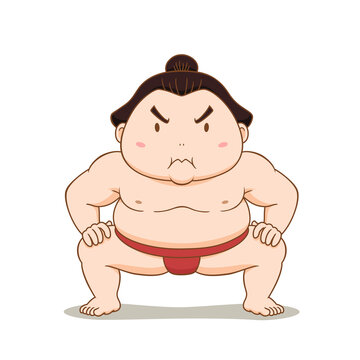 Cartoon character of Sumo wrestler.