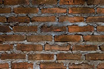 Horizontal Old red brick wall use for interior,exterior,retro,vintage.