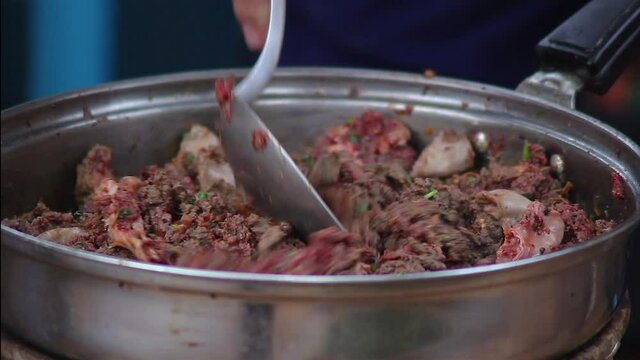 
Thai chilli salad is cooking with minced pork, vegetable