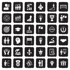 Obraz premium Goal Icons. Grunge Black Flat Design. Vector Illustration.
