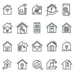 Set of smart home icon. Outline home property. Energy real estate vector symbol 320x320 pixels.