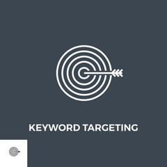 Keyword Targeting Related Vector Thin Line Icon. Isolated on Black Background. Vector Illustration.