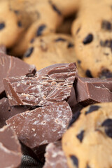 very sweet pieces of chocolate on the table, broken chocolate